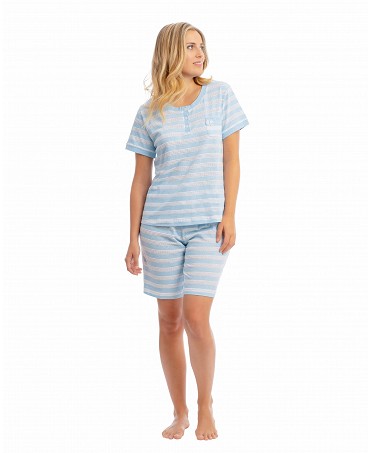 Women's short pyjamas cotton vigore with stripes