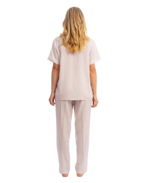 Women's long pyjamas with pale pink open sleeve jacket for summer