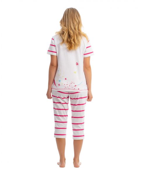 Young girl in fresh and cheerful summer pyjamas for warm nights