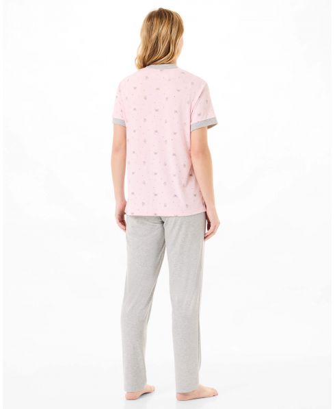 Lohe women's summer pyjamas with pink butterfly print.