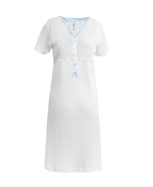 Summer nightgown in cool knitted fabric with blue heart print