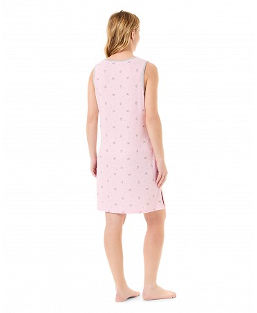 Rear view of pink short nightgown model for summer