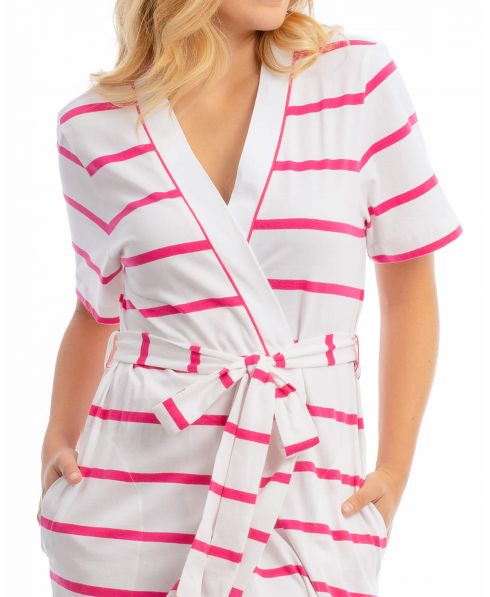 Lohe women's cotton summer dressing gown with belt and pocket details