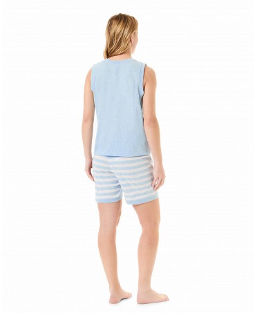 Back view of the two-piece pyjama shorts with short trousers and sleeveless top
