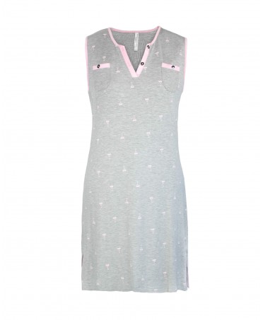Cool sleeveless nightdress with printed cups and pockets