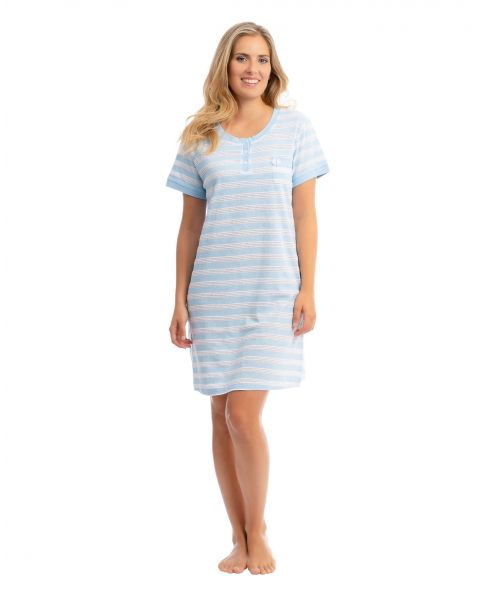 Summer short nightgown Lohe cotton vigore blue stripes