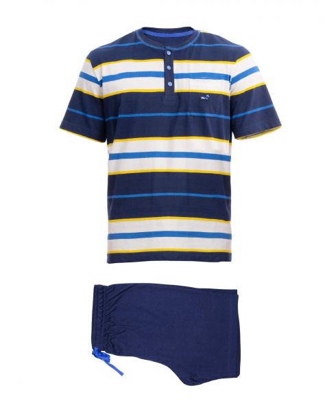 Men's summer pyjama shorts in striped cotton