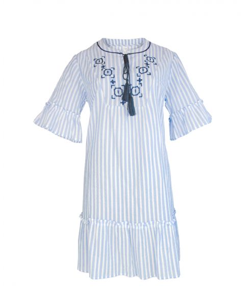 Short sleeve striped cotton dress