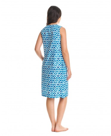 Back view of sleeveless summer dress with side pockets