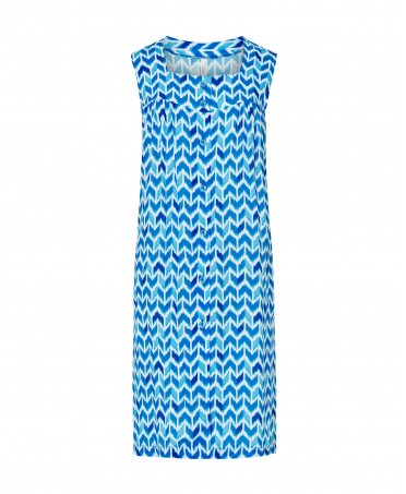 Cool beach dress for summer, with buttoned front opening and colourful print