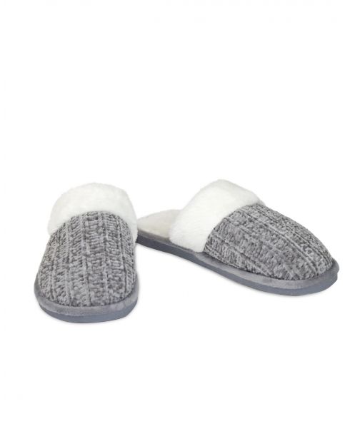 Women's open slippers with sheepskin interior