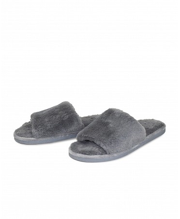 Open slippers with fur