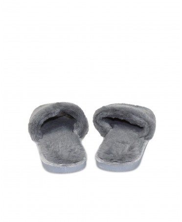 Open slippers grey colour with fur for living at home