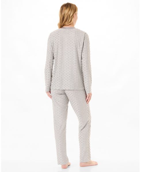 Vista trasera pijama largo de tejido con puntos para mujer
