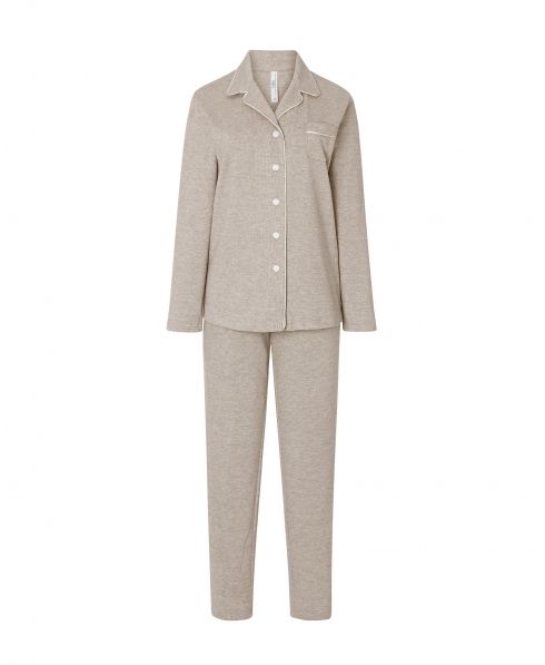 Women's long pyjamas, vigore jacket with long sleeves, vigore trousers long brown colour