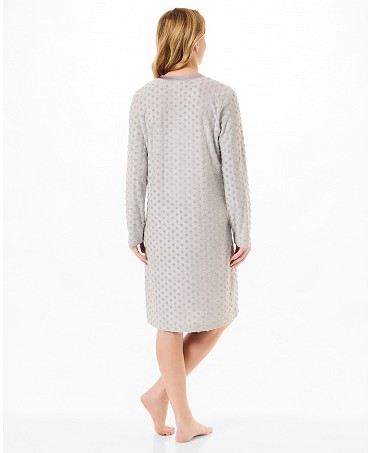 Rear view of long knitted nightdress with polka dots