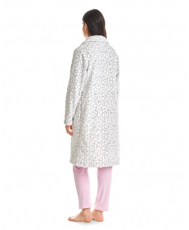 Rear view long-sleeved women's long-sleeved dressing gown with side pockets
