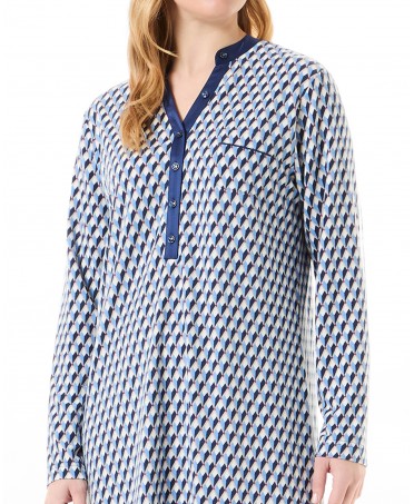 Button-down V-neck detail on the long winter nightgown