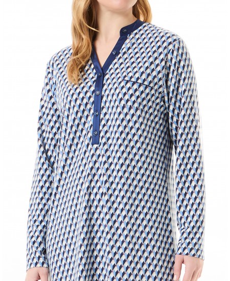 Button-down V-neck detail on the long winter nightgown