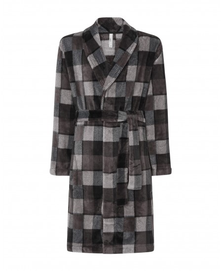 Long-sleeved, long-sleeved winter coat with crossover dinner jacket collar and chequered pattern