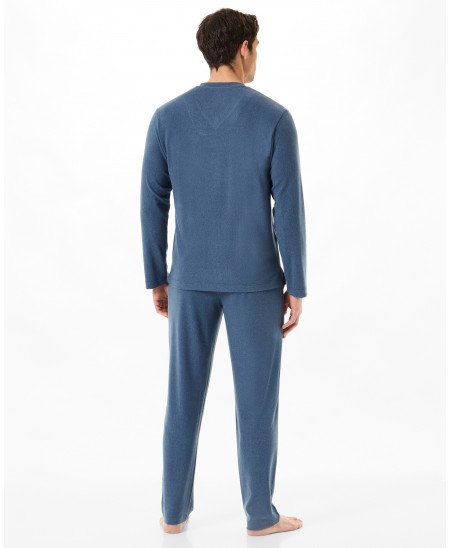 Rear view of men's winter pyjamas plain long sleeve
