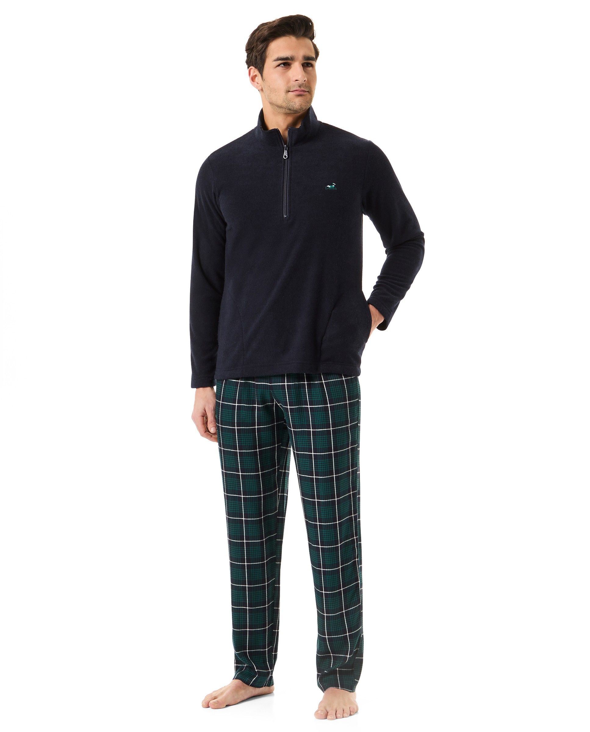Men's long-sleeved mixed plaid winter pyjamas