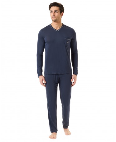 Men's plain modal long-sleeved pyjamas for winter