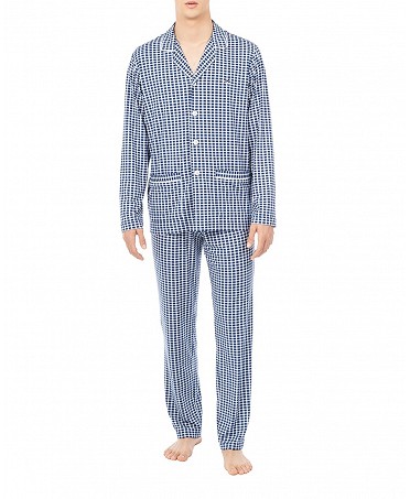 Pijama largo de invierno para hombre abierto cuadritos