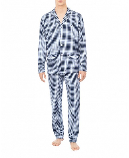Pijama largo de invierno para hombre abierto cuadritos