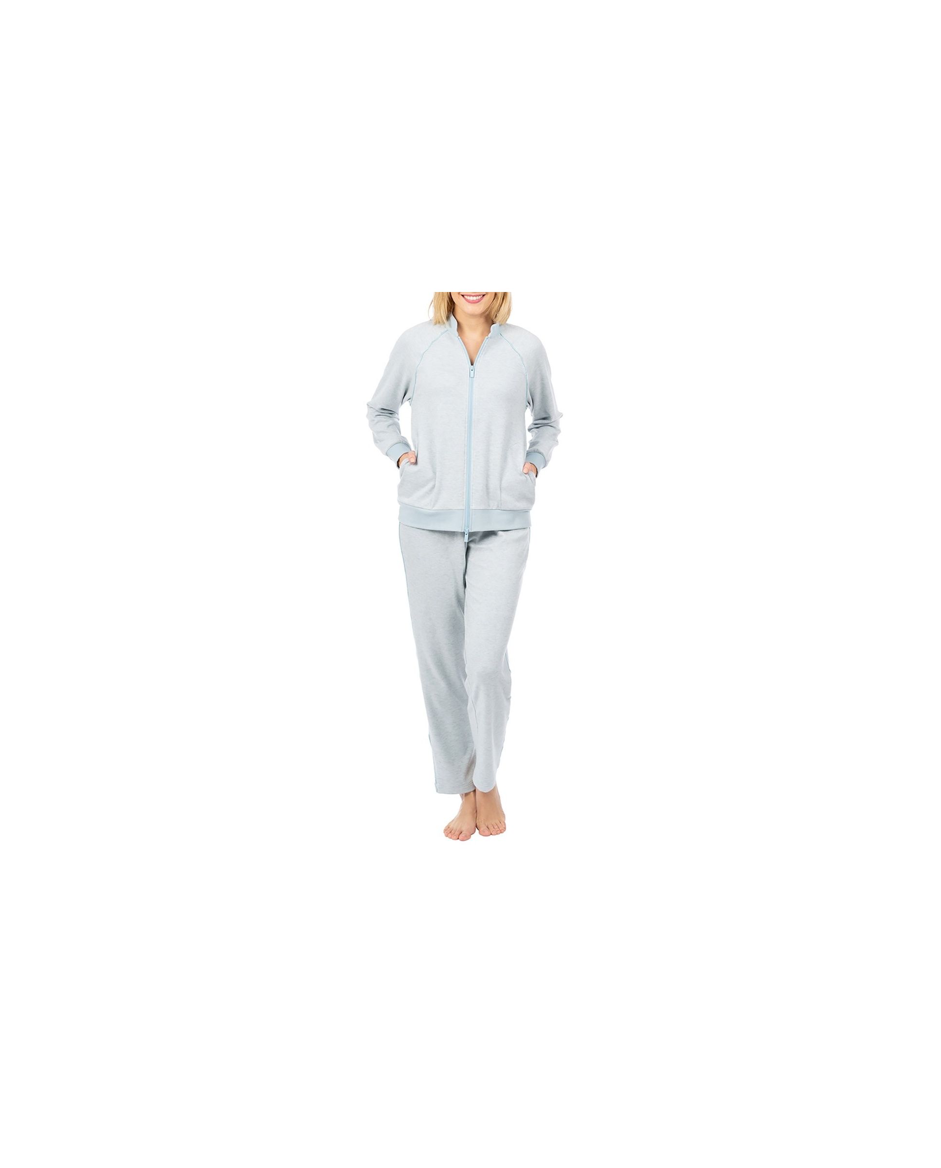 Women's two-piece pyjamas with zip, blue