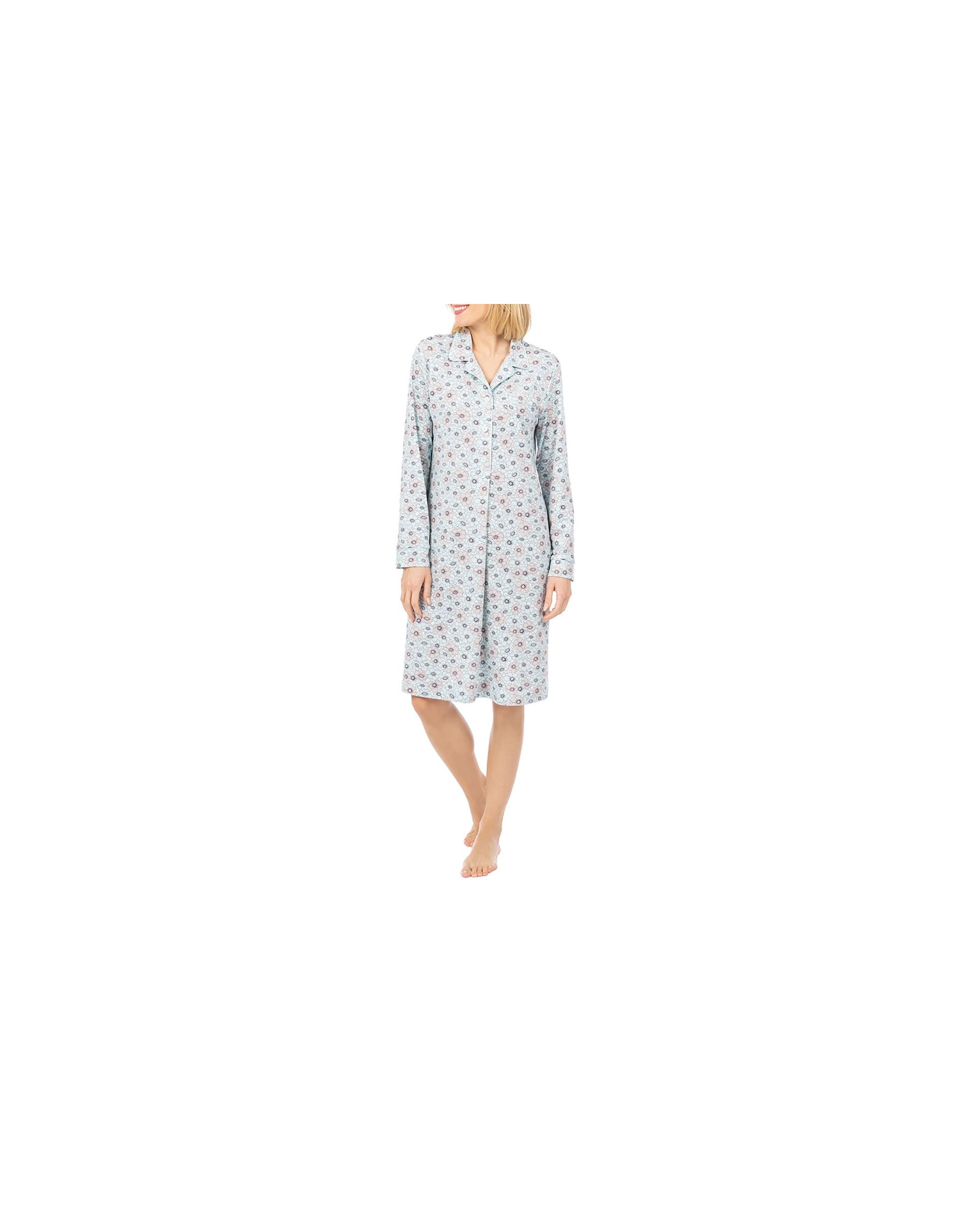 Open nightdress with short floral buttons