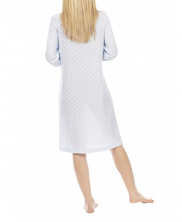 Woman with short nightgown winter blue long sleeve