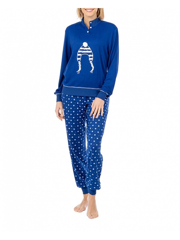 Pijama mujer largo dos piezas para invierno con estrellas