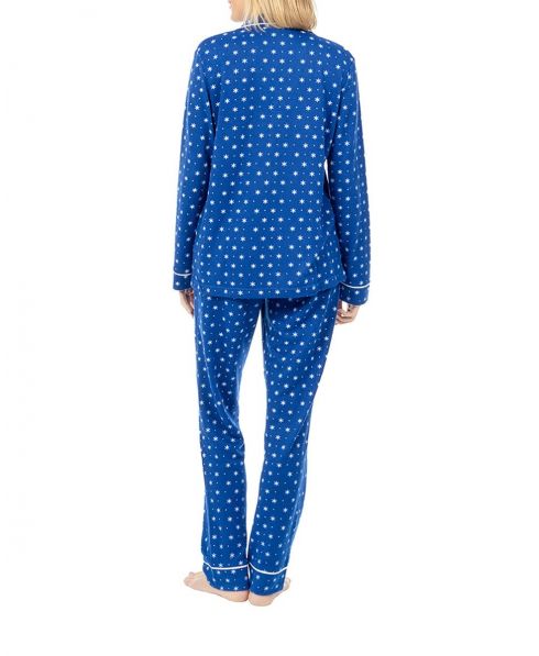 Rear view of women's winter shirt pyjamas blue colour