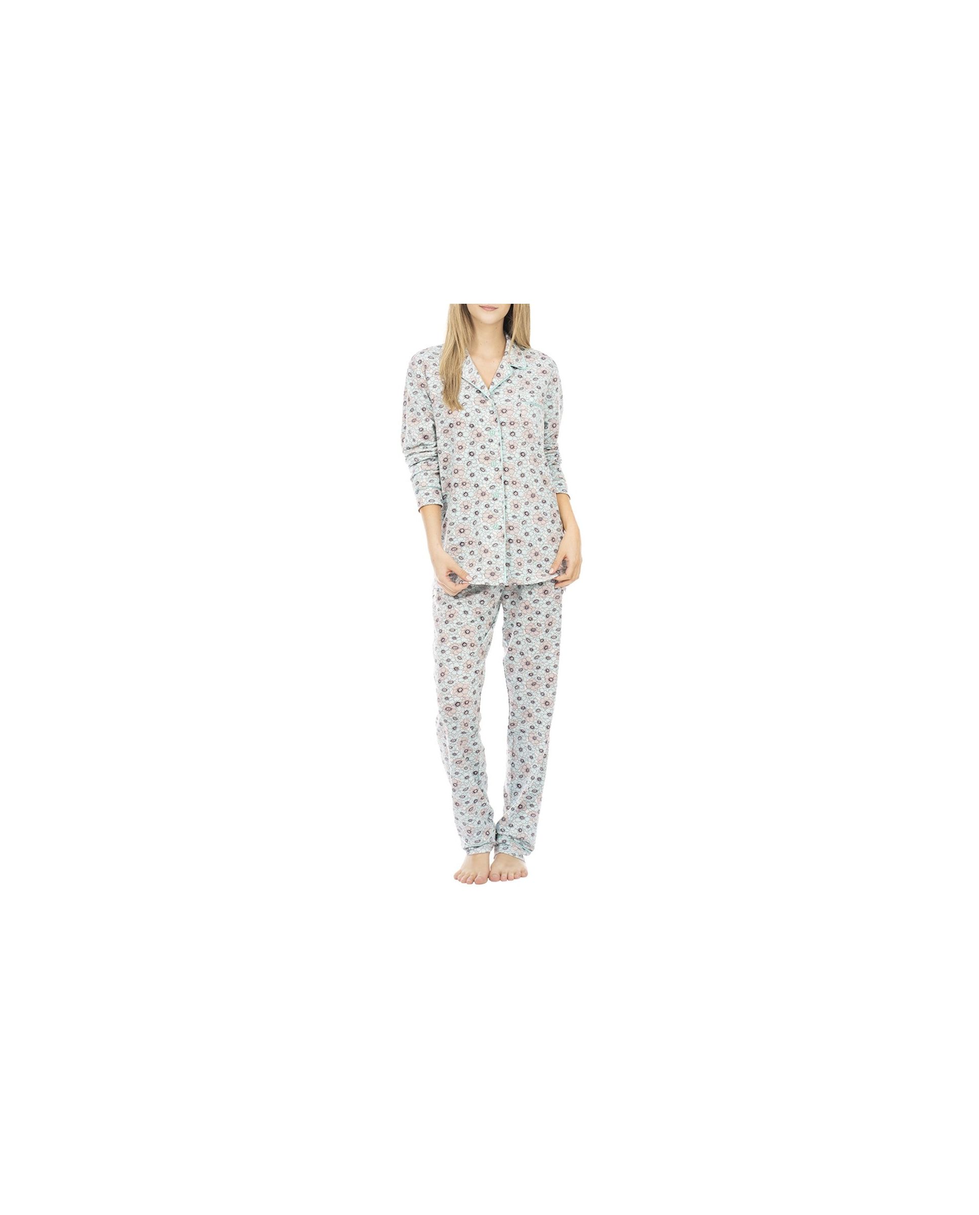 Turquoise floral open two-piece winter pyjamas