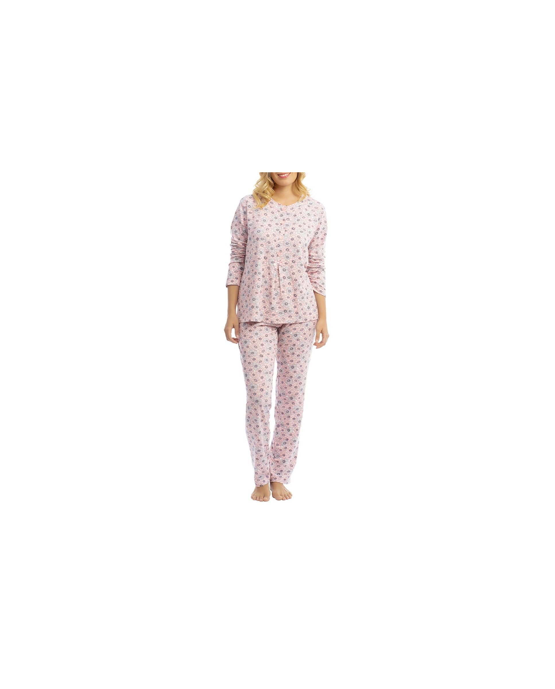 Women's winter pyjamas with pink flowers