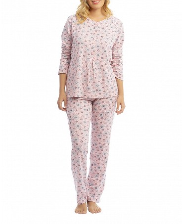 Women's winter pyjamas with pink flowers