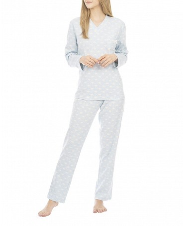 Women's winter two-piece pyjamas blue polka dots
