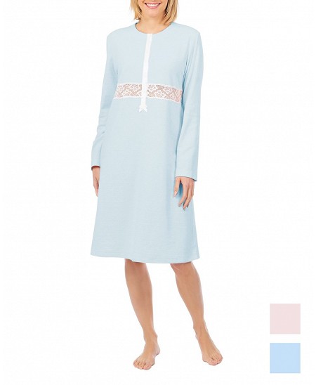 Lingerie type nightdress, short sleeves, light blue