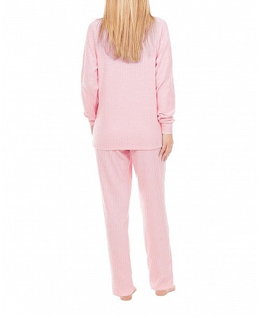 Women's long winter pyjamas with ribbed buttons