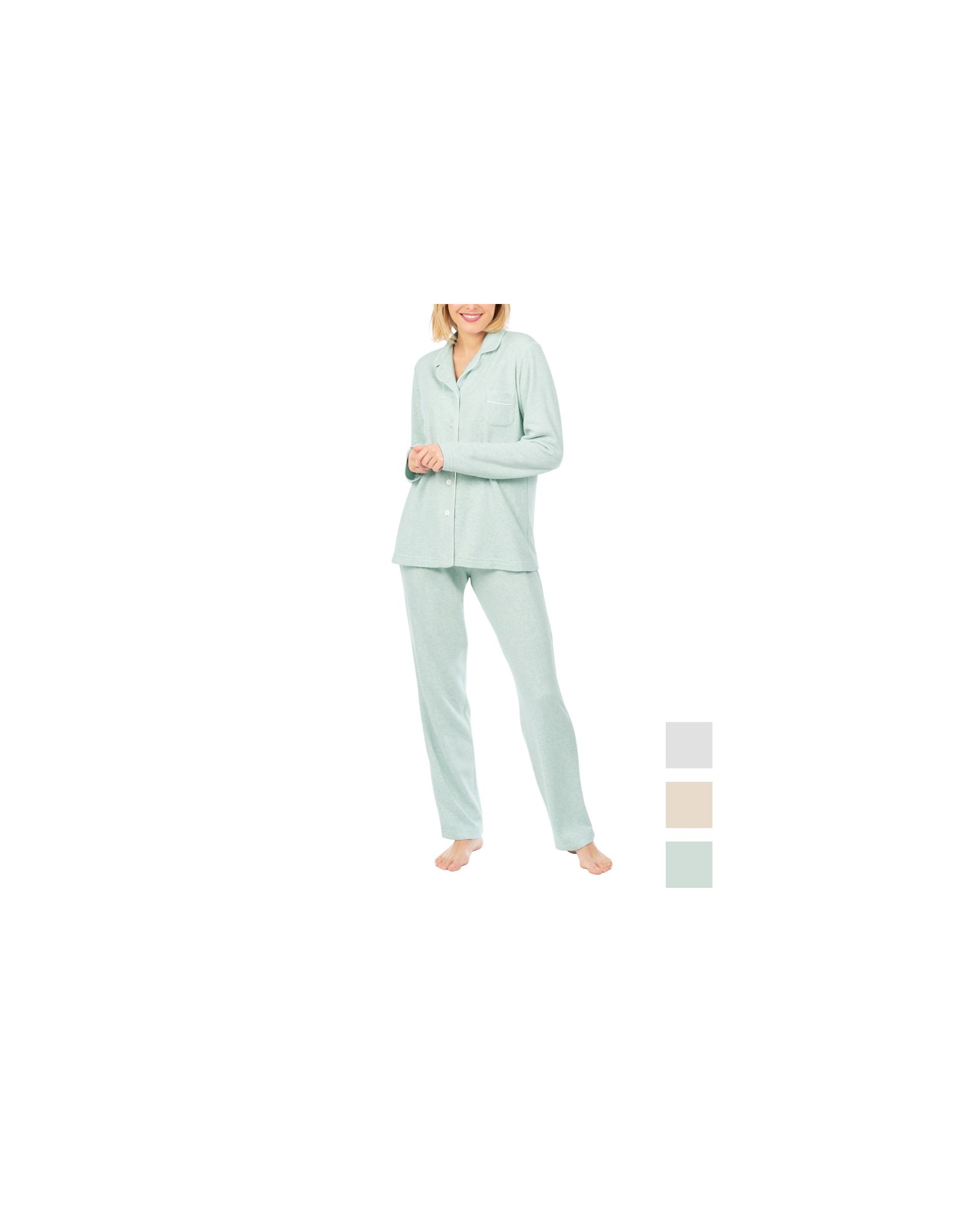 Women's long pyjamas in green vigoré fabric