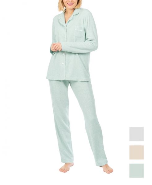 Women's long pyjamas in green vigoré fabric