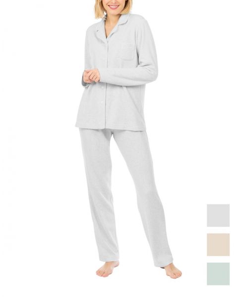 Women's long pyjamas in grey jersey fabric
