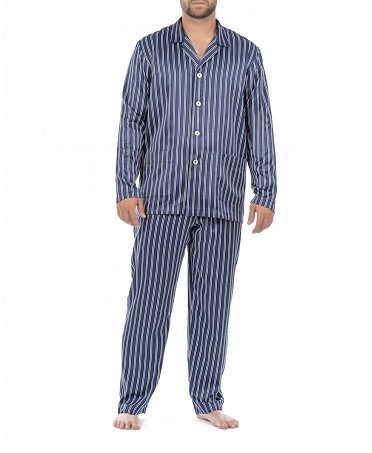 Pijama de hombre invierno raso a rayas
