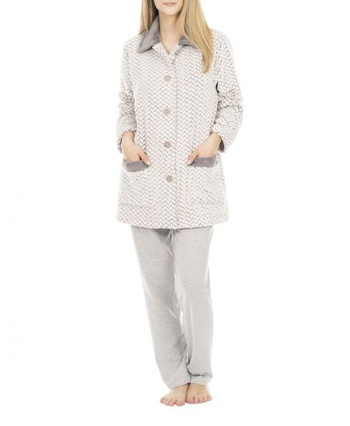 Winter short dressing gown jacquard zigzag buttons