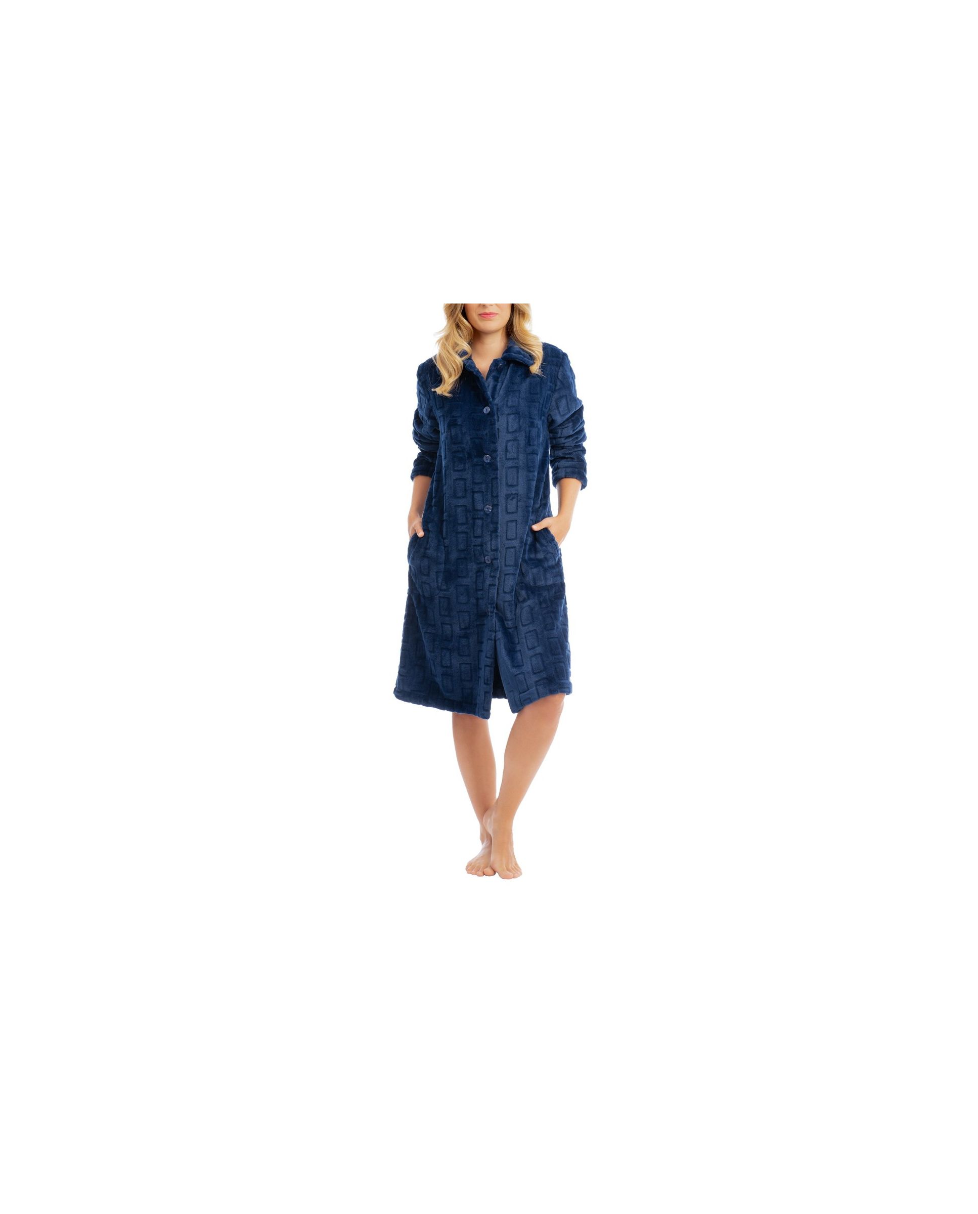 Long sleeve checked buttoned dressing gown for winter