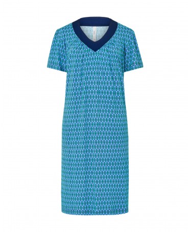 Fresh short sleeve beach dress in viscose for summer