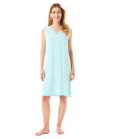Woman in short summer nightgown with cactus print