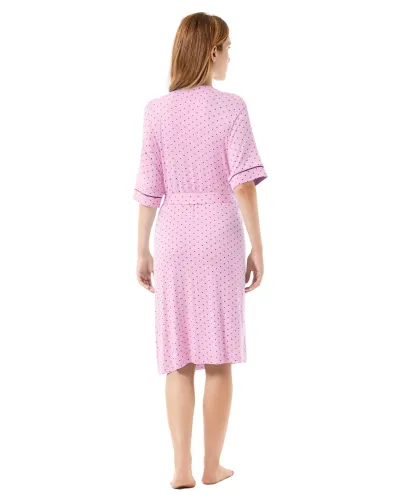 woman with fuchsia hearts summer short women's dressing gown