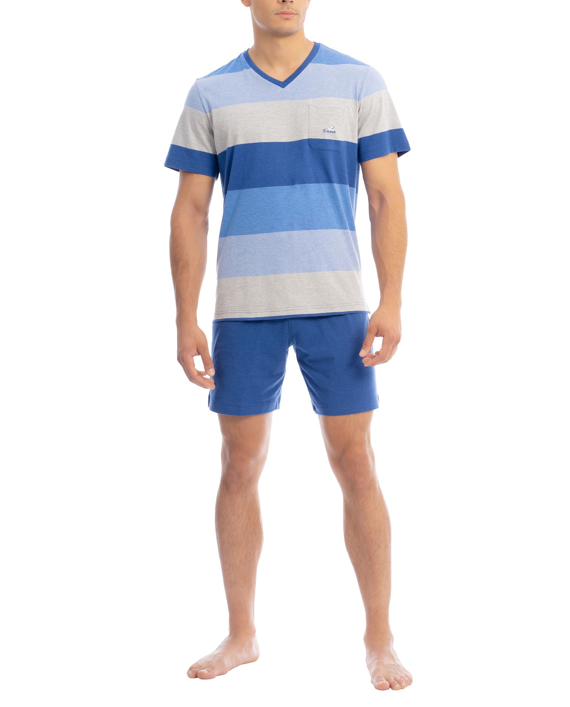 Men's summer pyjama shorts with stripes cotton vigoré